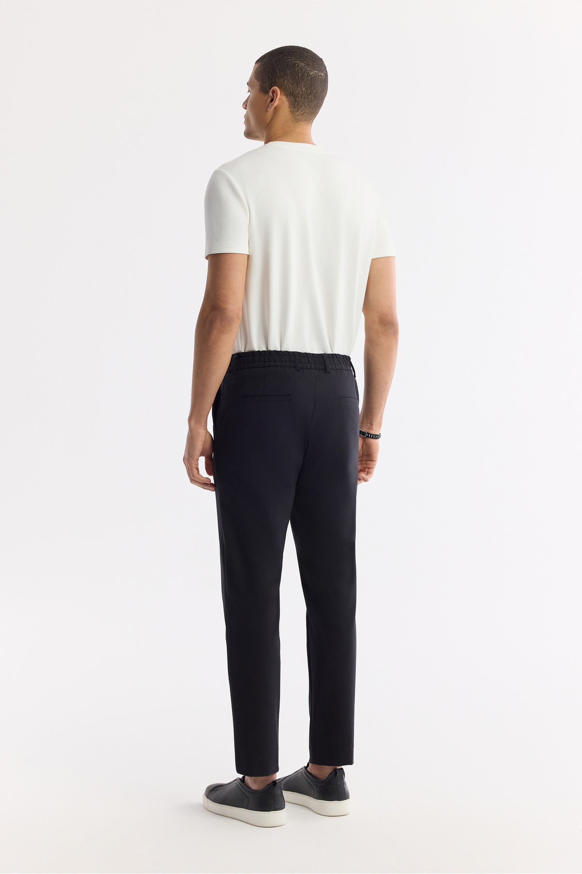 Avva  Erkek Siyah Beli Lastikli Bi-Stretch Teknik Kumaş Slim Fit Pantolon A51Y3077 - Görsel 4