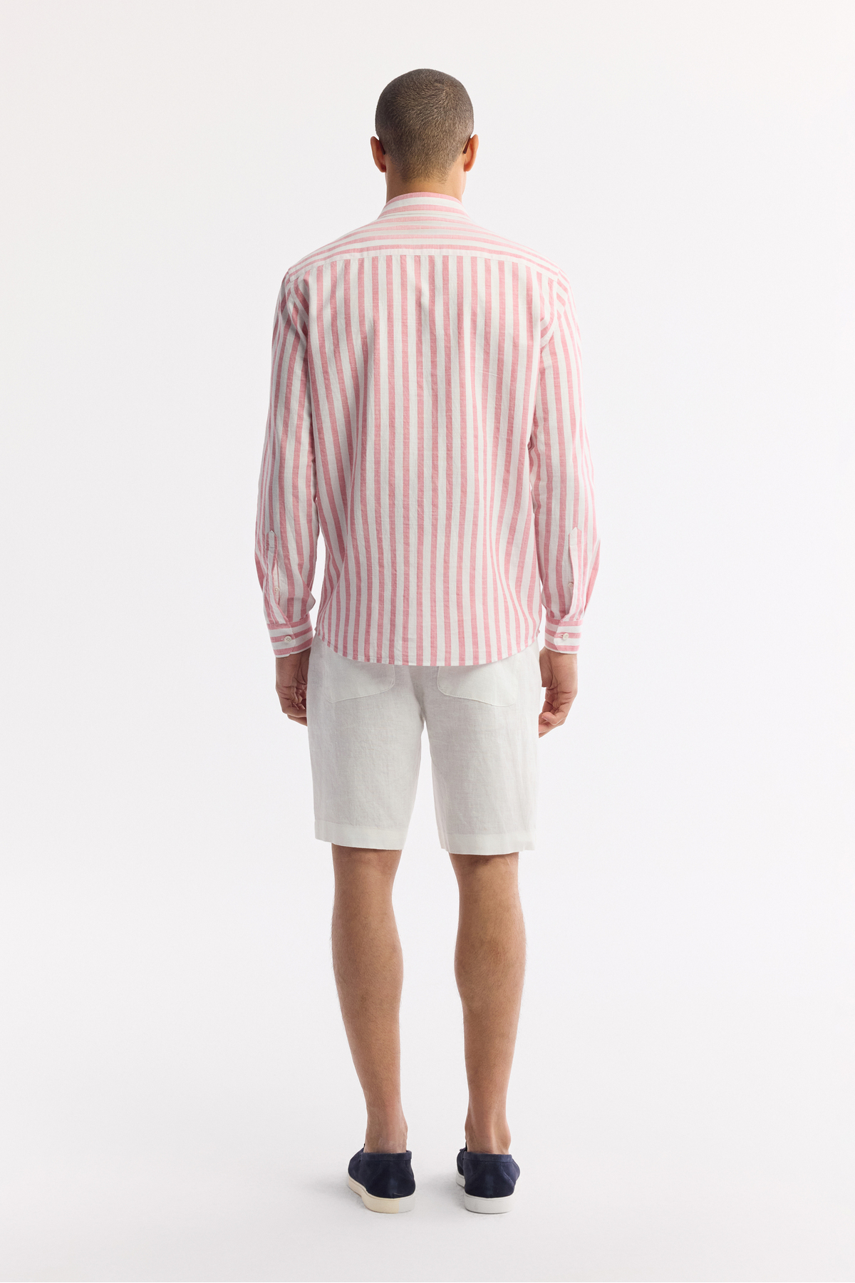 Avva  Erkek Kırmızı Düğmeli Yaka Çizgili %100 Pamuk Comfort Fit Gömlek A51Y2167 - Görsel 4