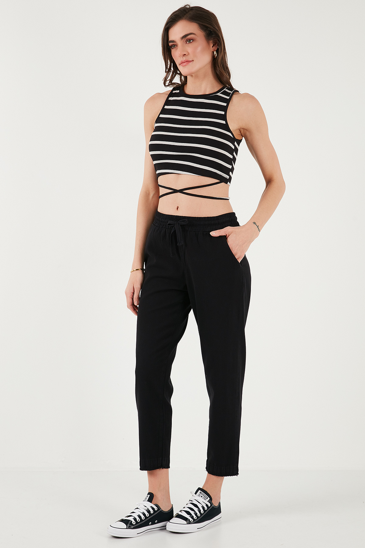 Cotton Regular Waist Regular Fit Plain Leg PANTS 668YP42282S4