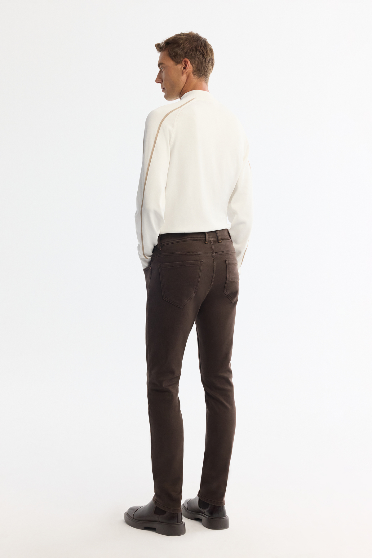 Avva  Erkek Kahverengi Eskitme Yıkamalı Esnek Berlin Slim Fit Jean Pantolon A42Y3532 - Görsel 4