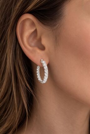 ASİL SİLVER ONLİNE Pırlanta Montürlü 925 Ayar Gümüş 2,5 cm Çaplı 3mm Taşlı Ha...