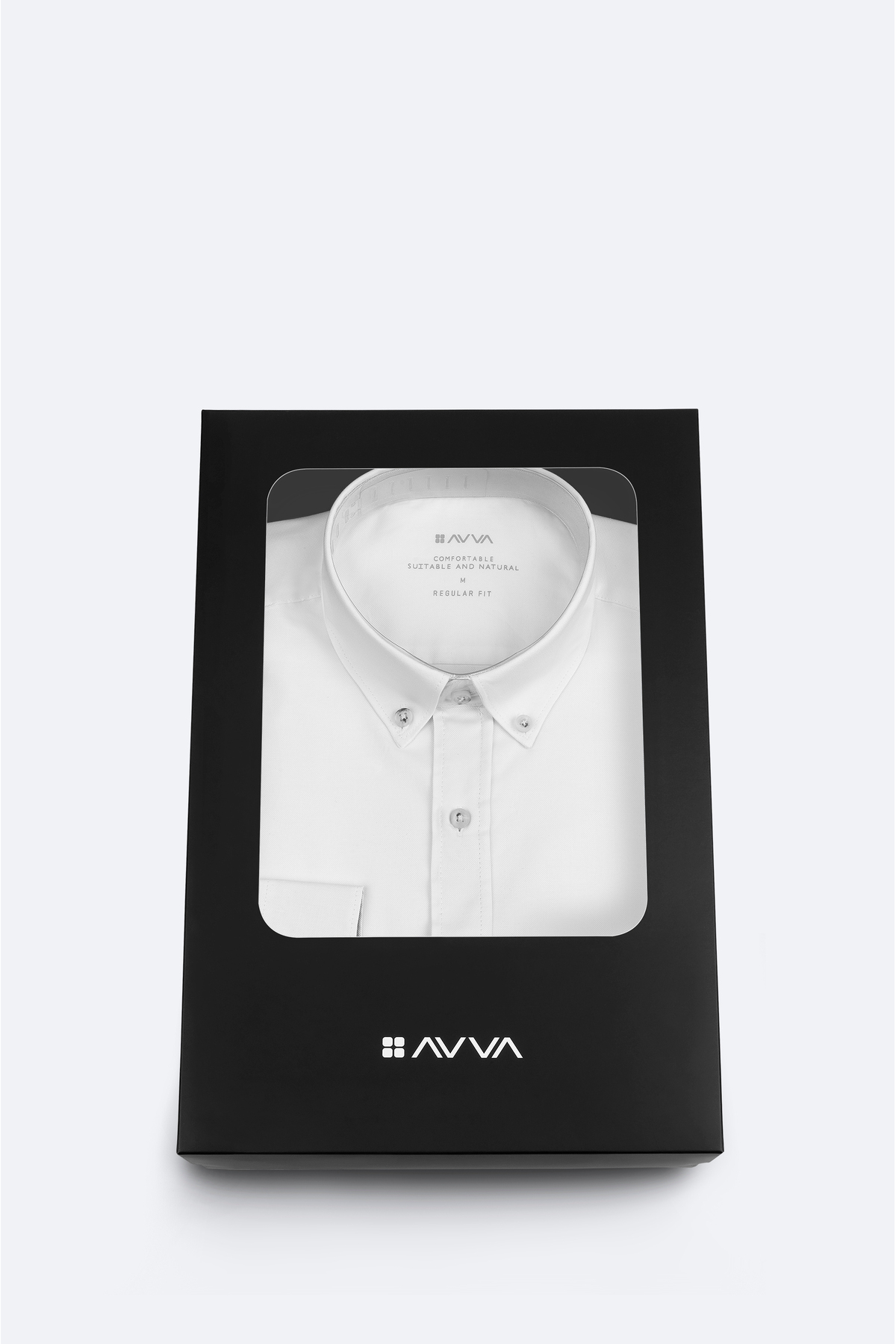 Men's White Button Collar Gift Boxed 100% Cotton Basic Regular Fit Shirt B002034