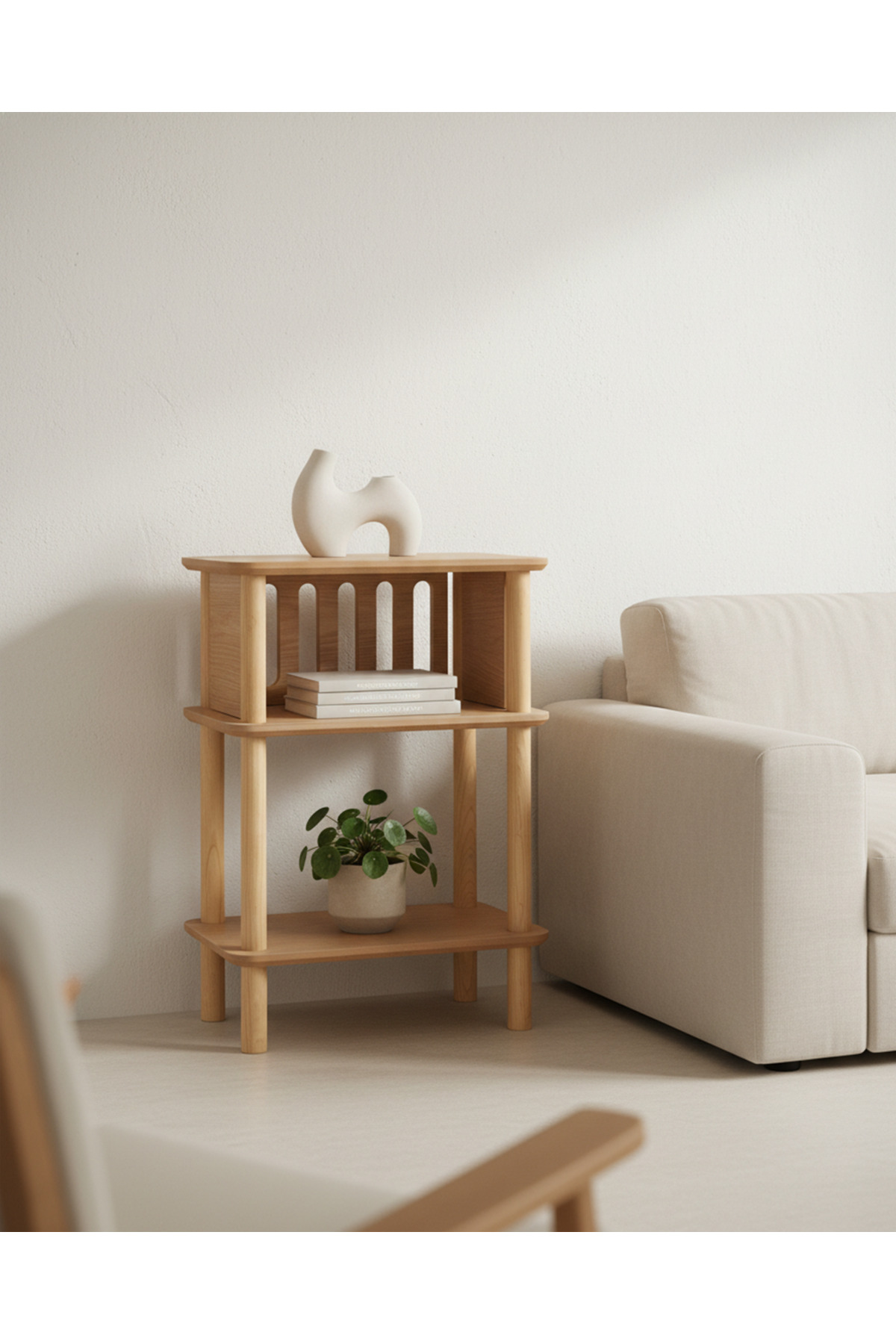 Linde Nightstand Minimalist Design with MDF slide and Wooden legs; Bedroom - Living room - Office