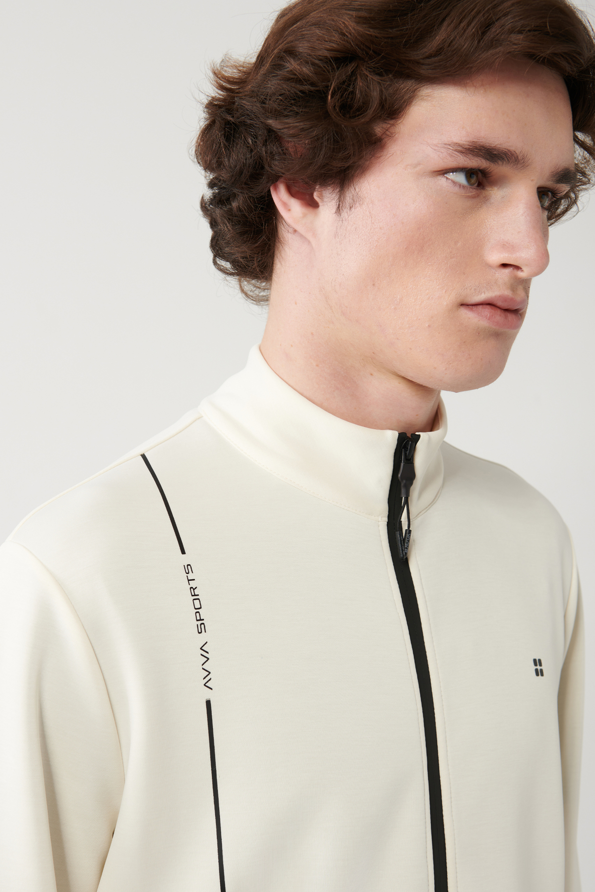 Avva  Erkek Ekru Dik Yaka Baskılı Soft Touch Baskılı Regular Fit Sweatshirt A41Y1225 - Görsel 5