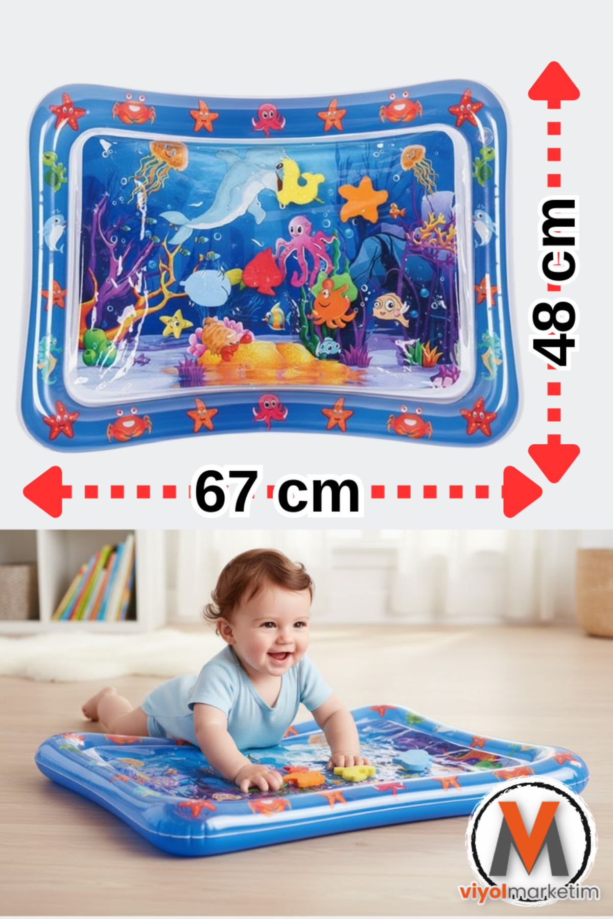viyol marketim Sulu Bebek Oyun Matı – 1-3 Yaş Tummy Time Su Dolu Aktivite Halısı – Motor Gelişim Oyuncağı fotoğrafı 2 (önizleme)