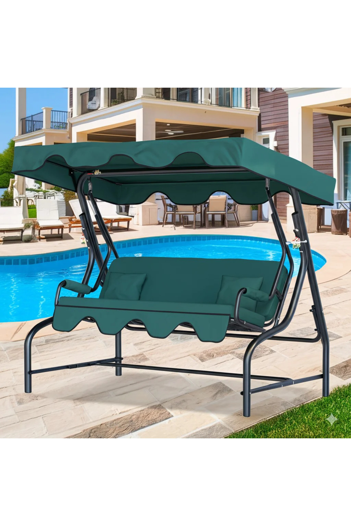 2025 Garden Swing Dalyan with Metal Swing Cushion for 3 People