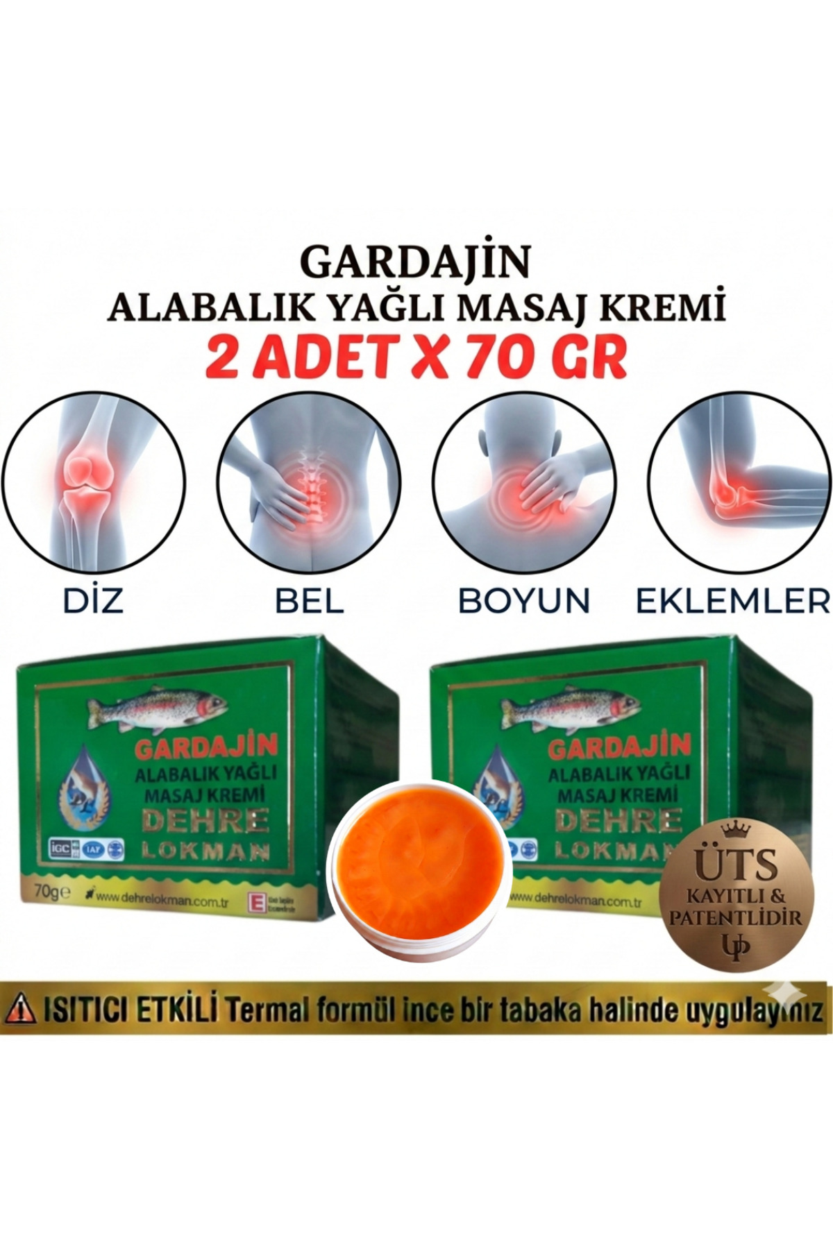 Dehre Lokman Gardajin Alabalık Yağı Masaj Kremi 70 Gr X 2 Ad.Diz,Bel,Boyun ve Eklemler İçin — mesetakrm1