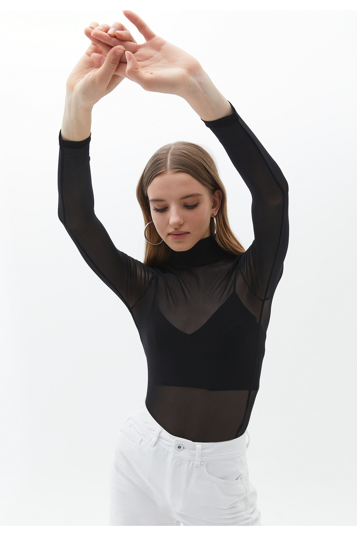 Qvien Secret Babydoll Kadın Siyah Kısa Boğazlı Babydoll