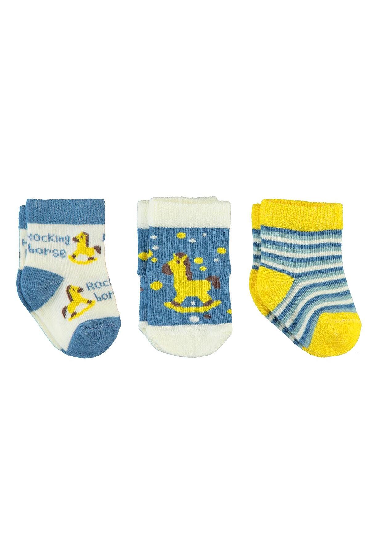 Civil Baby Erkek Bebek 3'lü Çorap Set 0-24 Ay İndigo fotoğrafı 2 (önizleme)