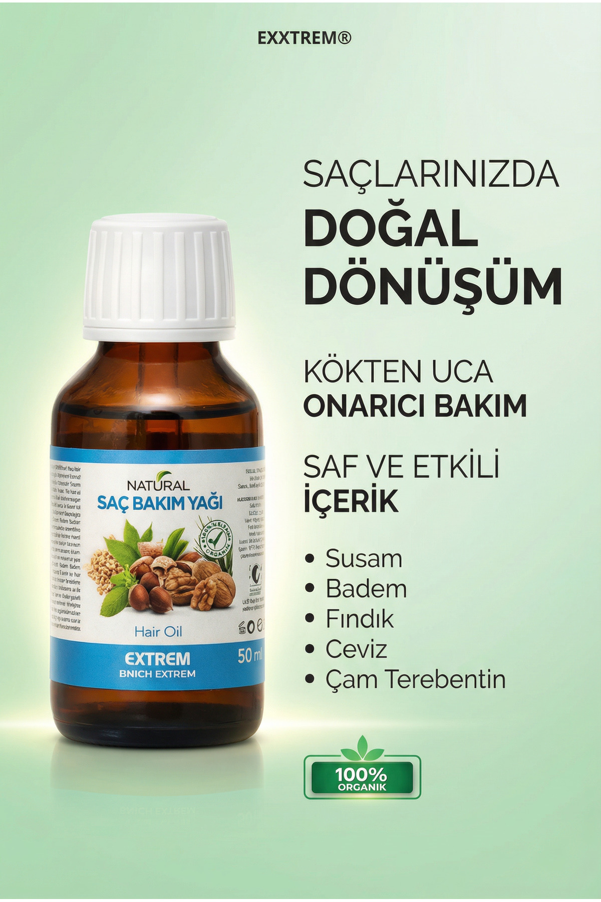 Natural Saç Bakım Yağı | Doğal Soğuk Sıkım Yağlardan Özel Bitkisel Karışım – 50 ml — EXXTREM-SAÇBAKIM-YAĞI-50ML — تصویر 3 از 8