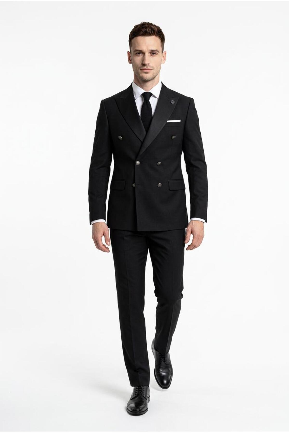 THE ROBUS Men's Lycra Double Breasted Suit