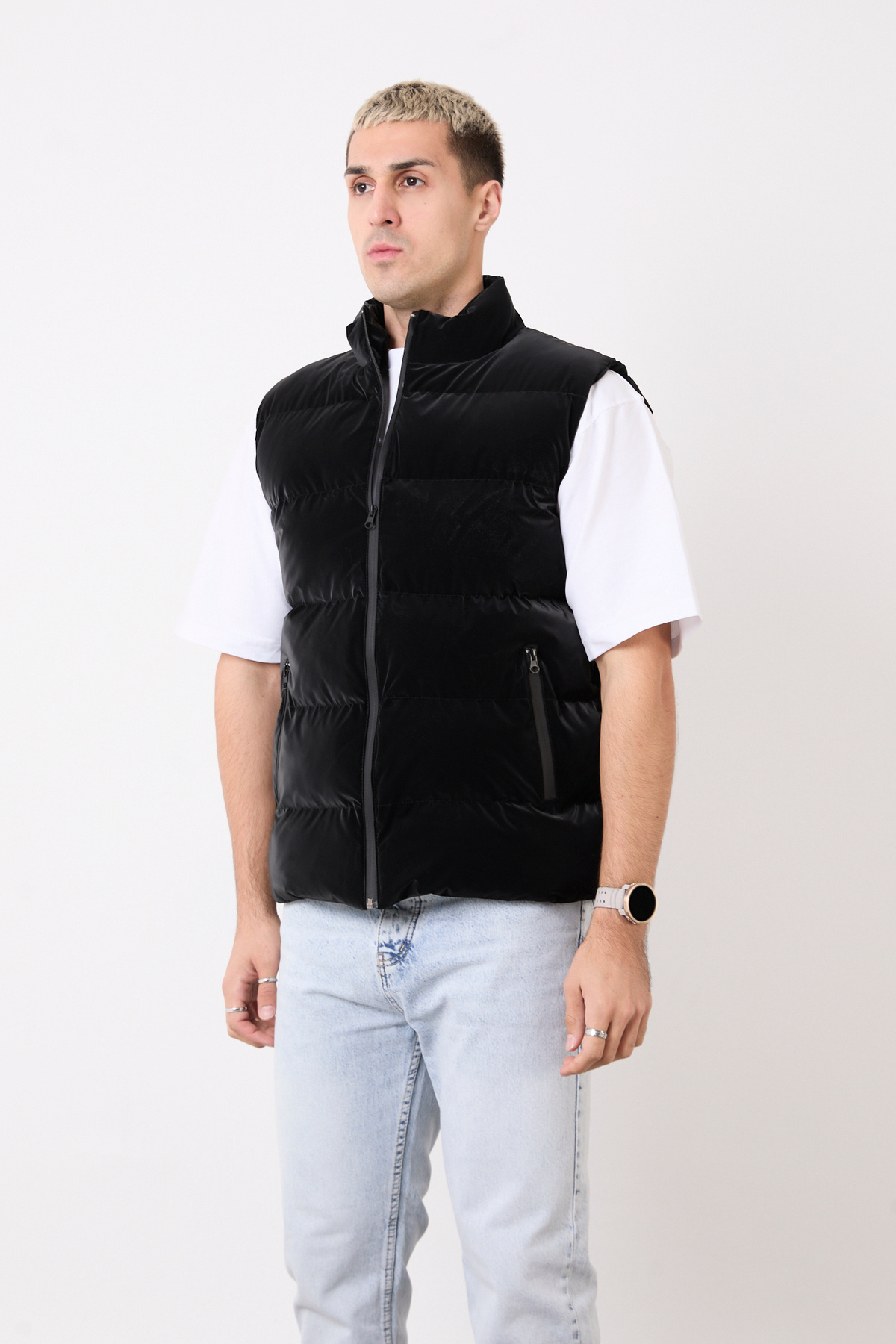 blayn jeans  Erkek siyah Şişme Yelek – Hafif, Dik Yaka, Günlük Kullanım - Görsel 7