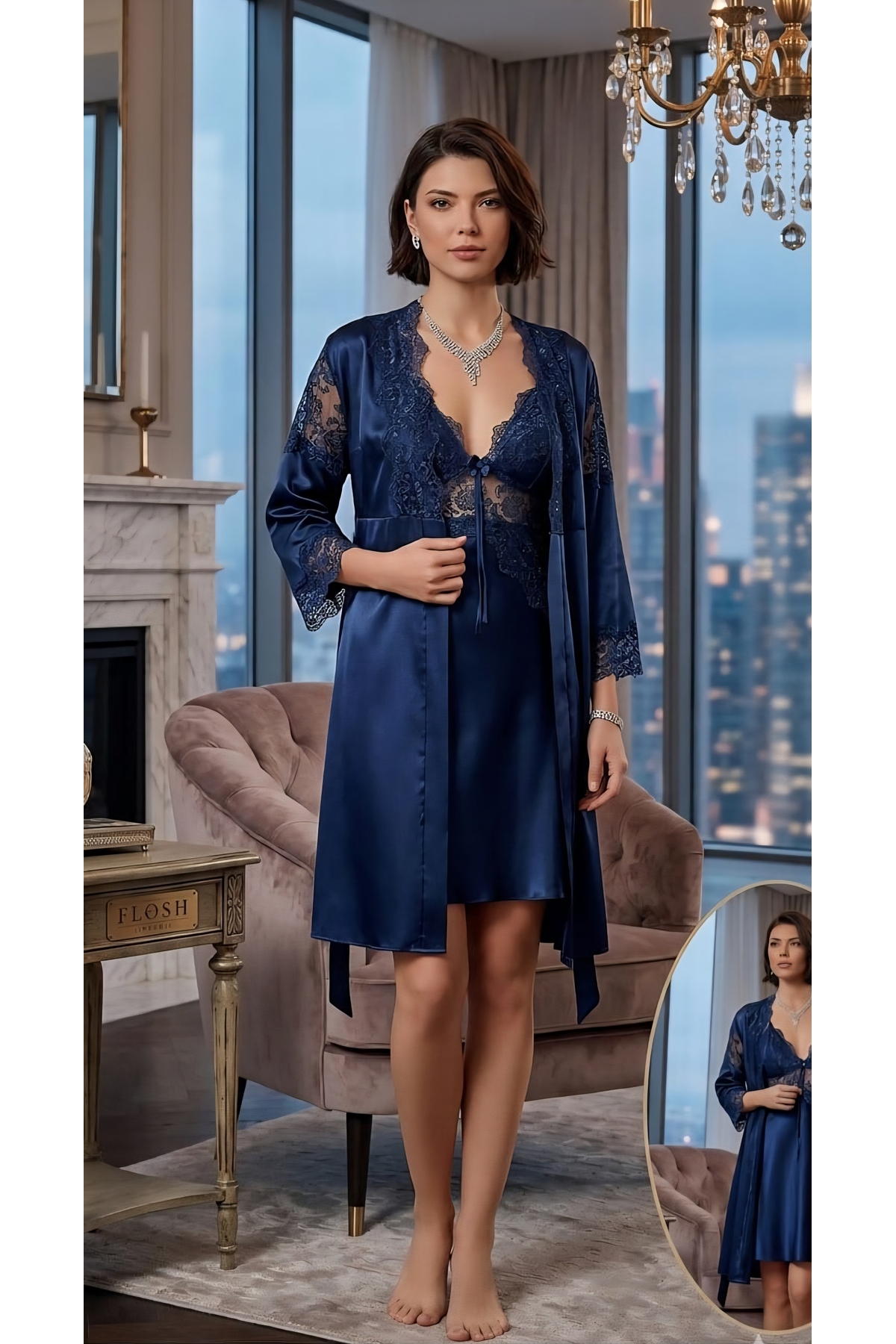 hediye Ipek saten gecelik sabahlık takımı