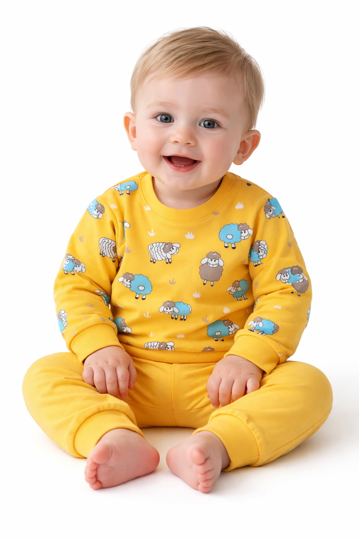 MixMax Bebe Kuzucuk Printed Bottom Top Long Sleeve Baby Set 100% Cotton