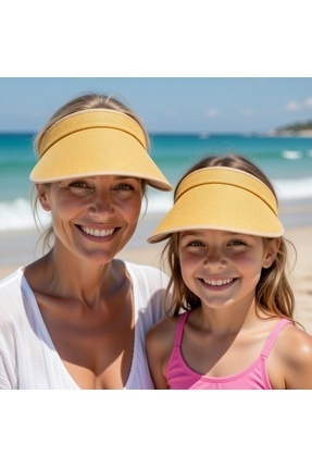BY SCK Kadın Hasır Şapka Yazlık Plaj Şapka Premium Kalite - Vizör Şapka