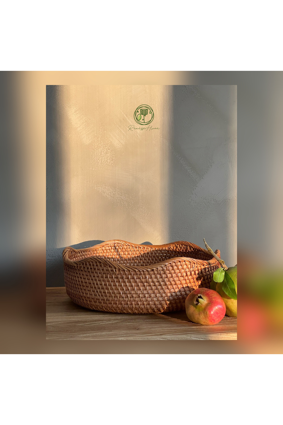 Mombasa Handmade Rattan Basket – Natural Wicker Fruit Basket, Decorative Organizer Basket