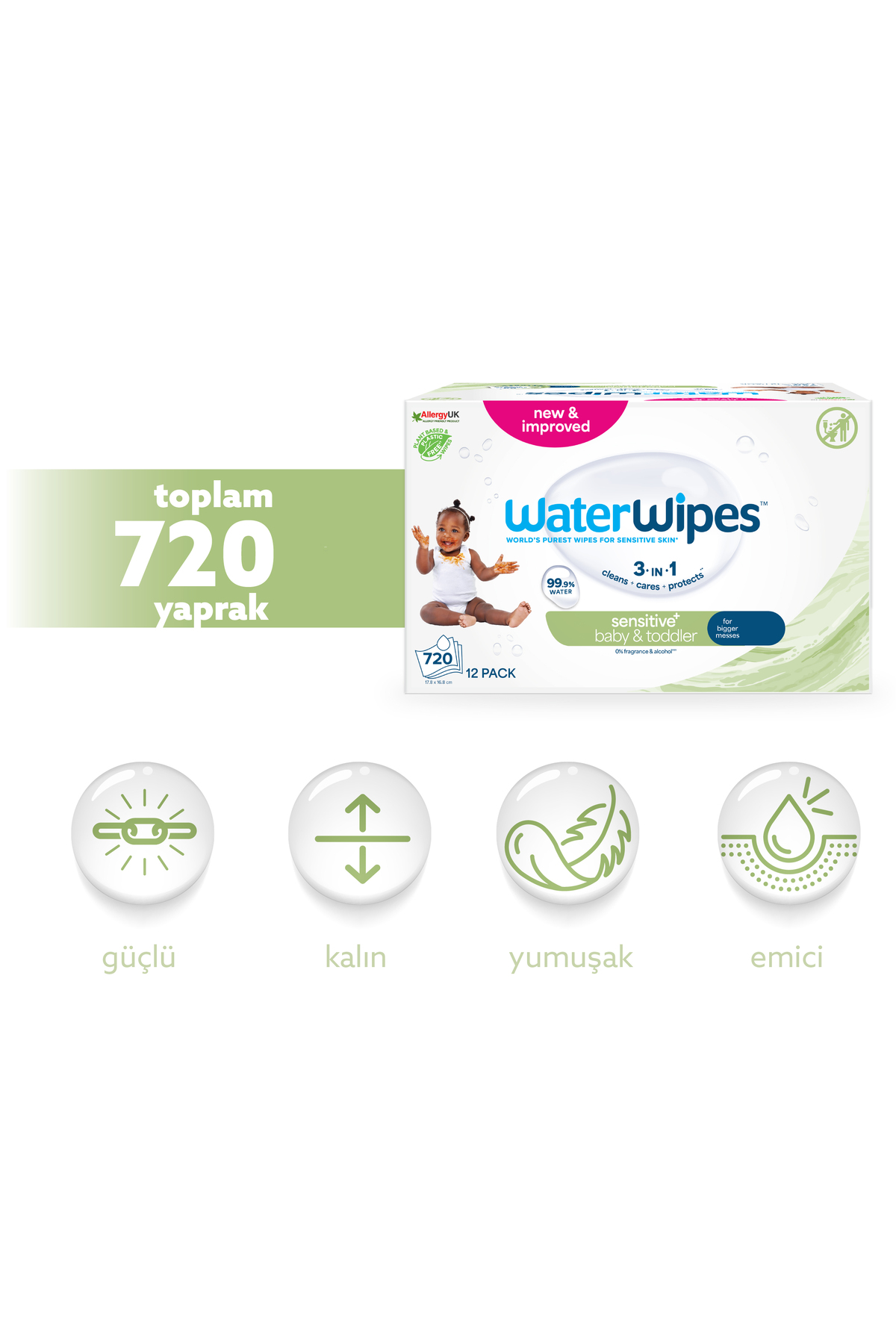 دستمال مرطوب کودک WaterWipes Bio بسته ۱۲×۶۰ عددی