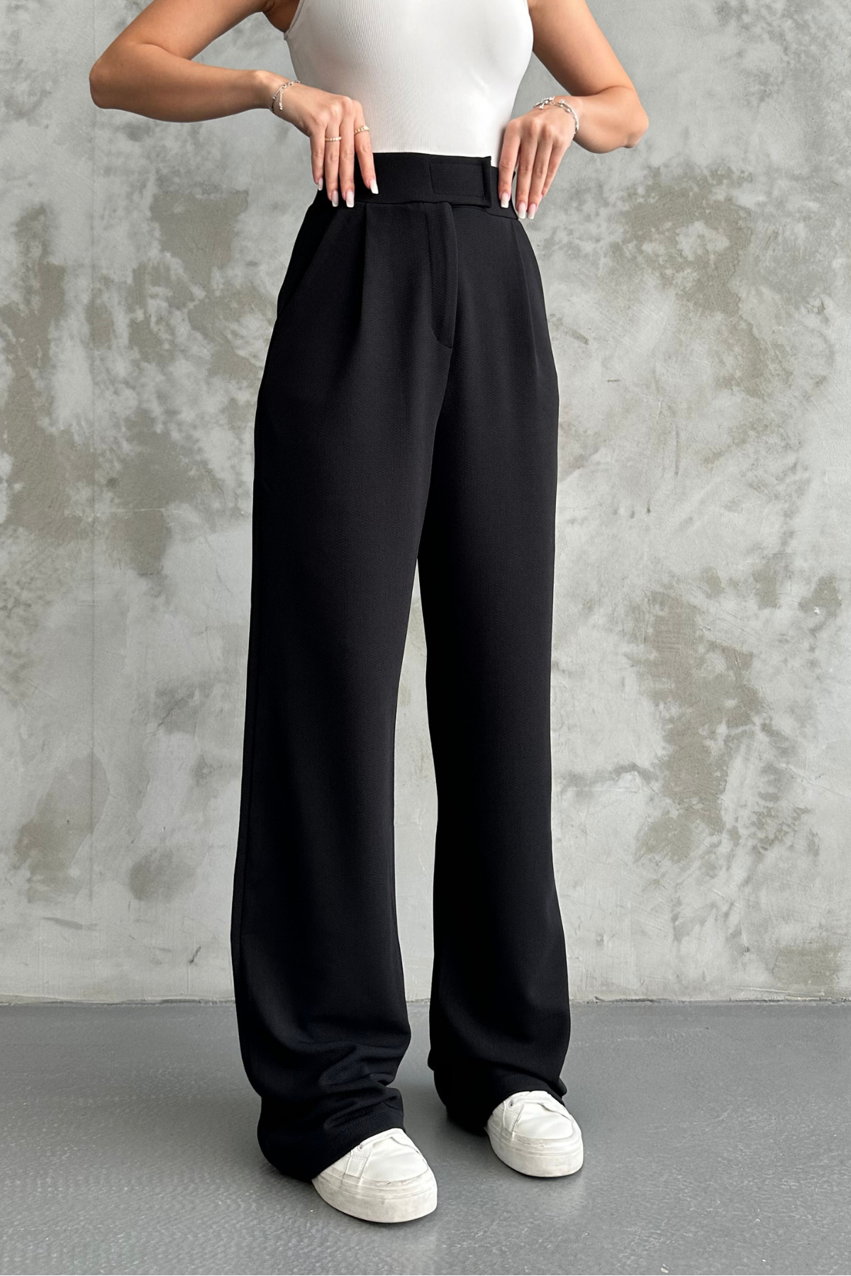 macharel jeans  Kadın Likralı Cırt Kapama Palazzo Pantolon - Görsel 5