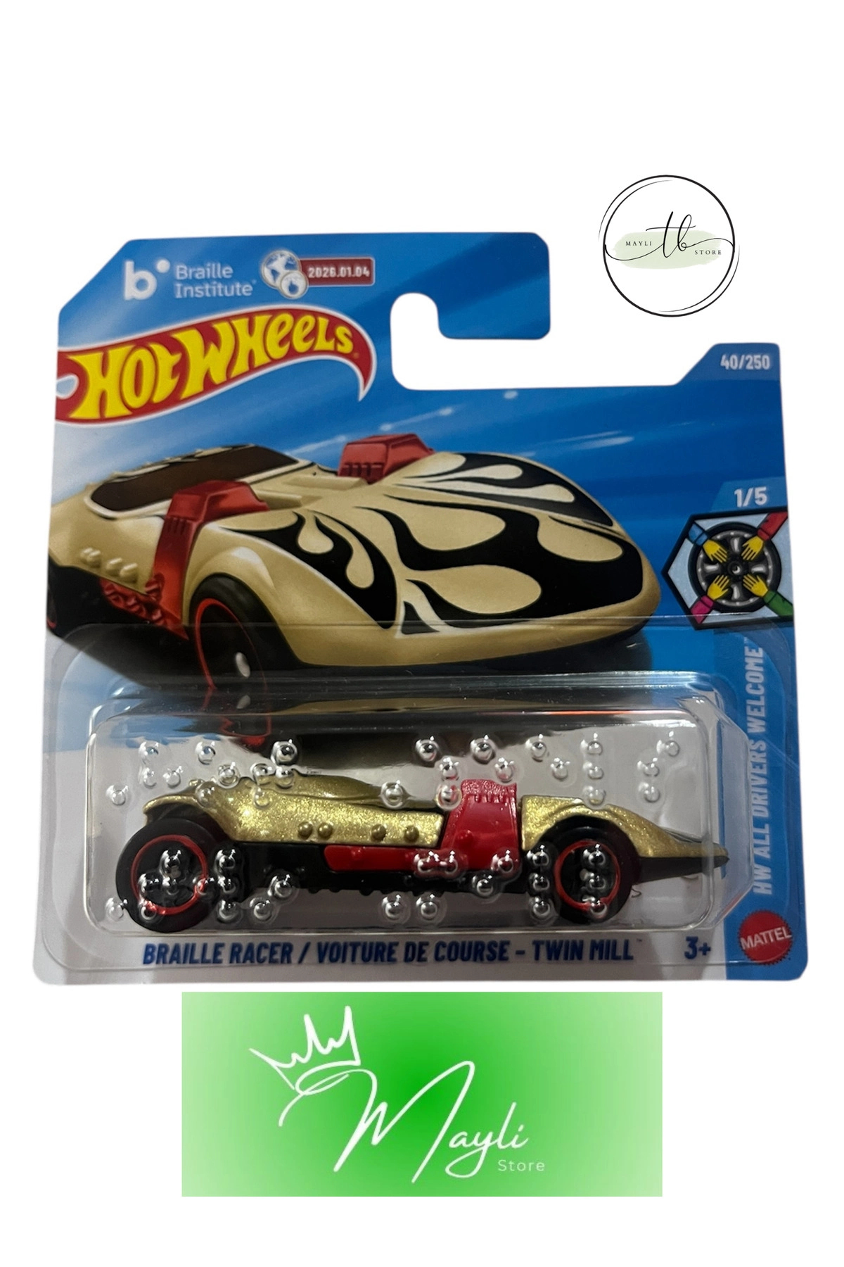 momo[alavi da、glut at hione、x393点セット] HOT WHEELS All Drivers Welcome Braille Racer / Voiture De Course