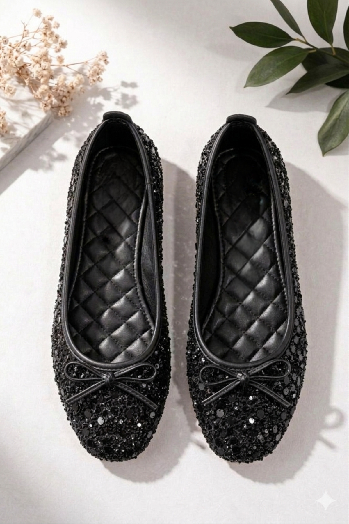 Aybar  Pullu Simli Fiyonklu Kadın Şık Günlük Babet - Görsel 2