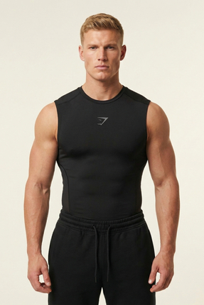 Stylovi Shark+ Premium Tank Top+ Compression Atlet | Esnek Fit Spor Gym T-Shirt