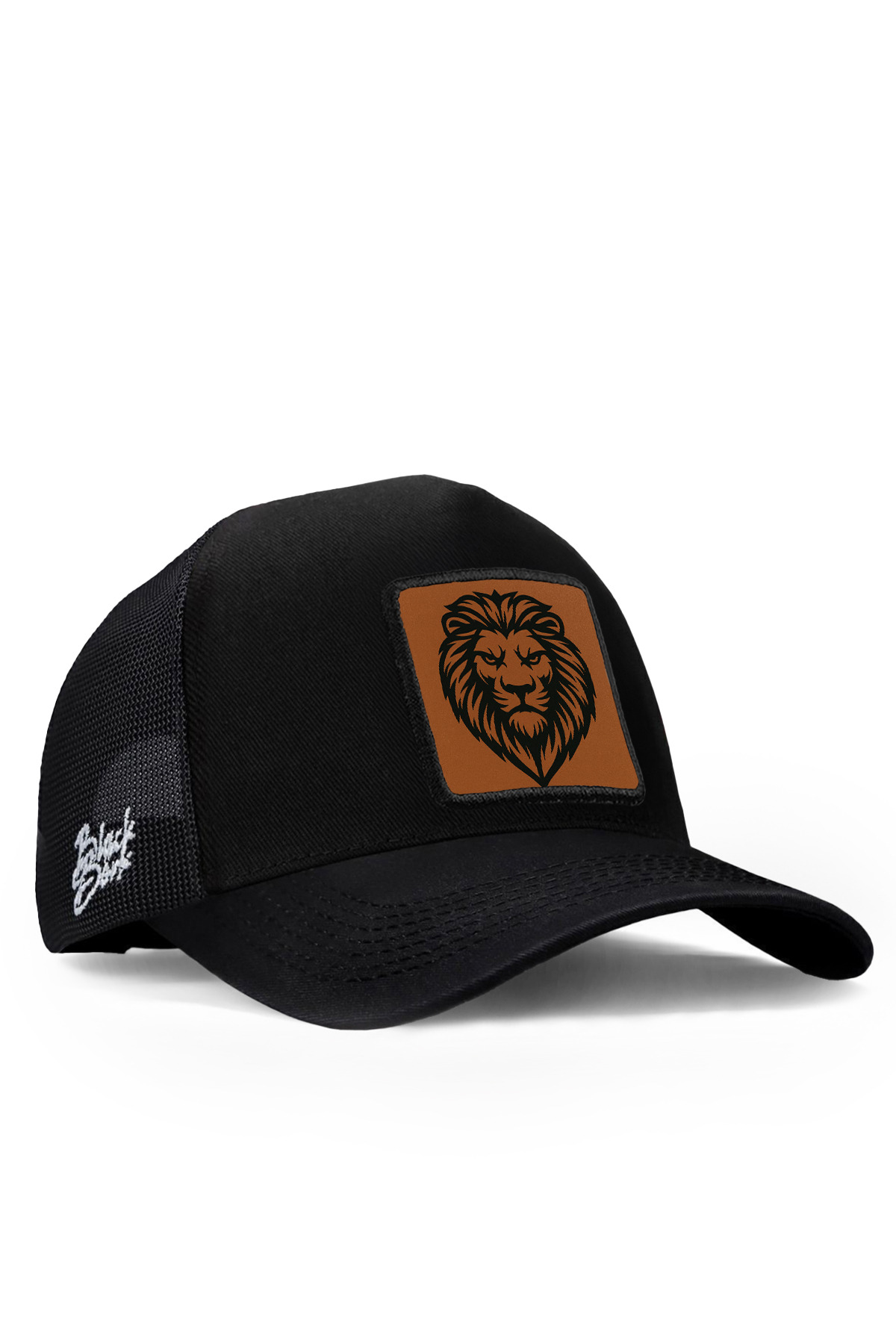 Black Trucker Hat with Lion Logo