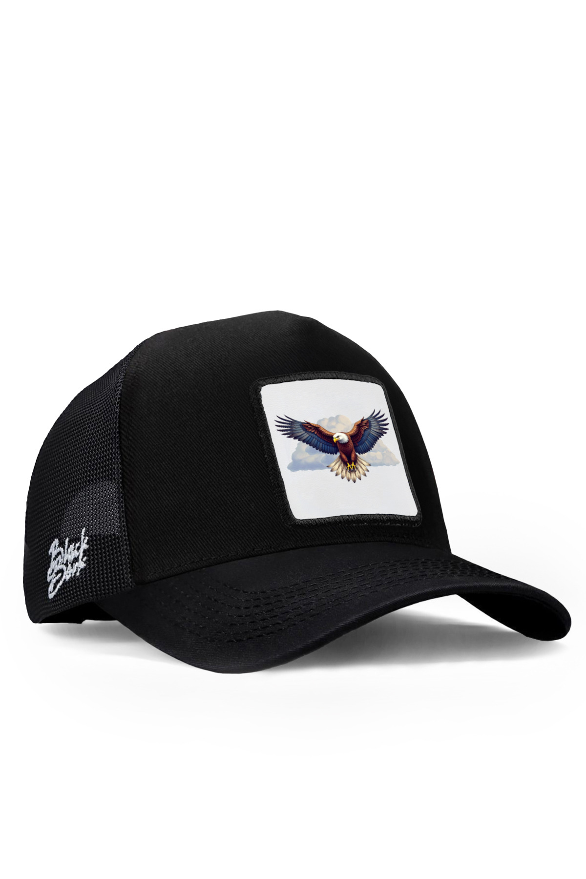 Black Trucker Hat with Eagle Logo