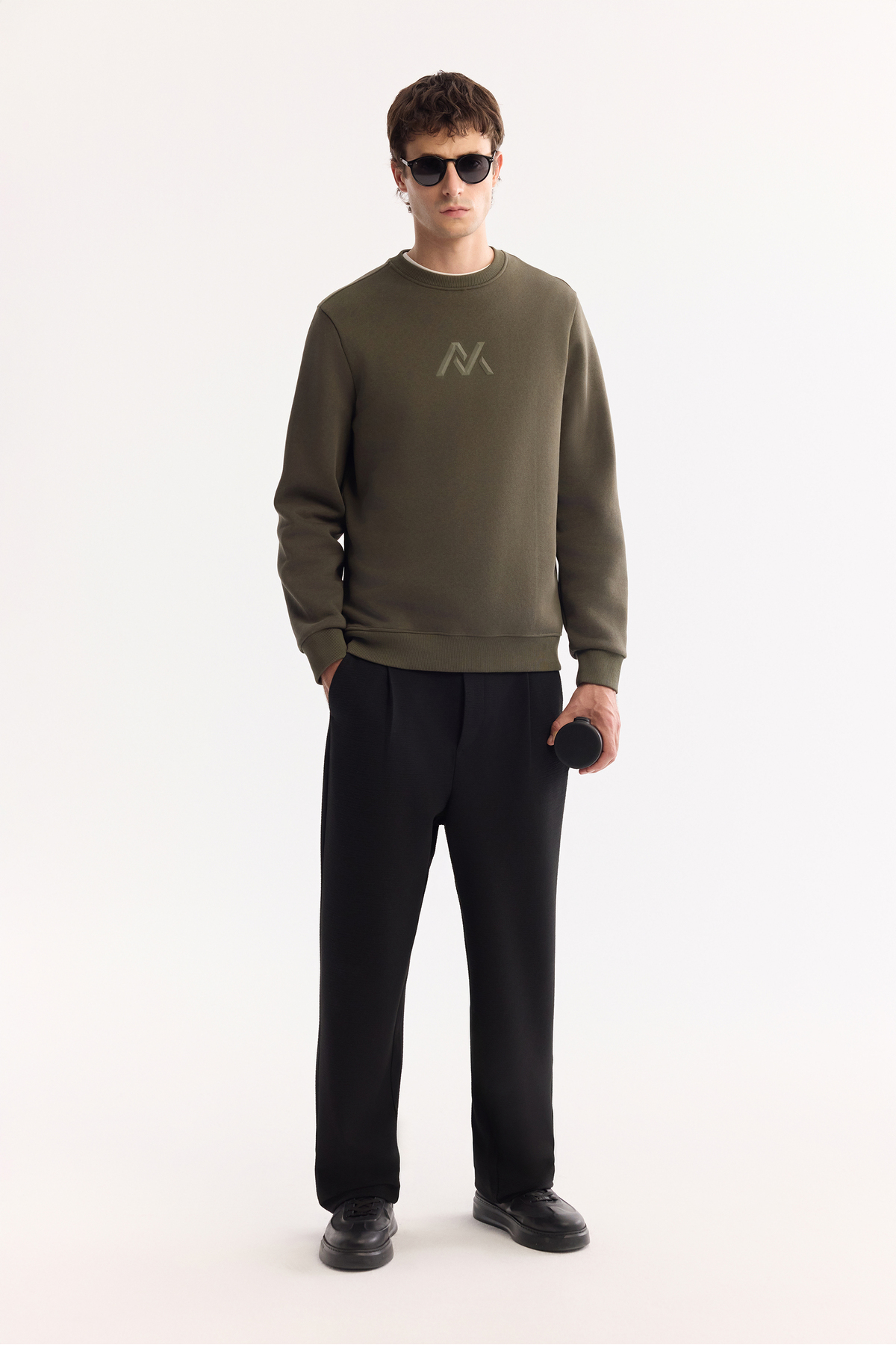 Avva  Erkek Haki Bisiklet Yaka Pamuklu Şardonlu Baskılı Regular Fit Sweatshirt A52Y1327 - Görsel 6