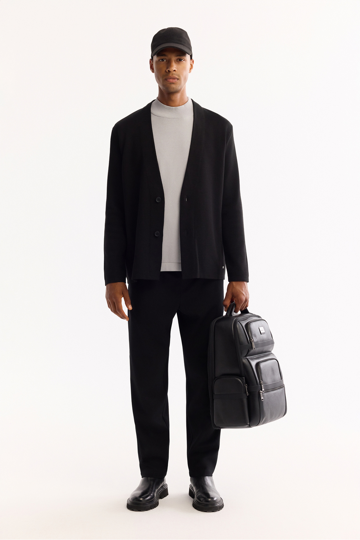 Avva  Erkek Siyah Şal Yaka Düğmeli Yün Karışımlı Regular Fit Hırka A52Y5049 - Görsel 6