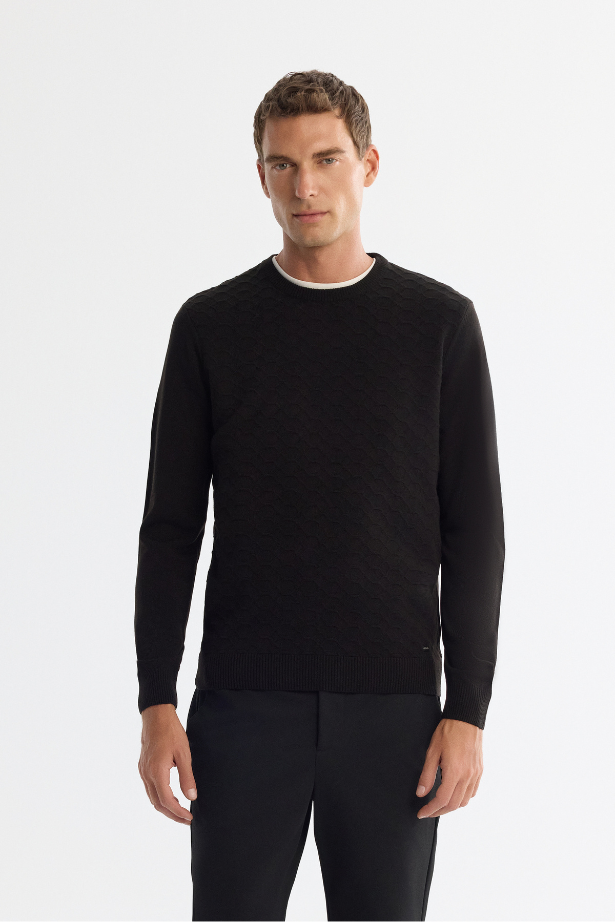 Avva  Erkek Siyah Dokulu Basic Kazak E005107