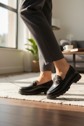 Bambi Siyah  Kadın Loafer Ayakkabı K01997010609