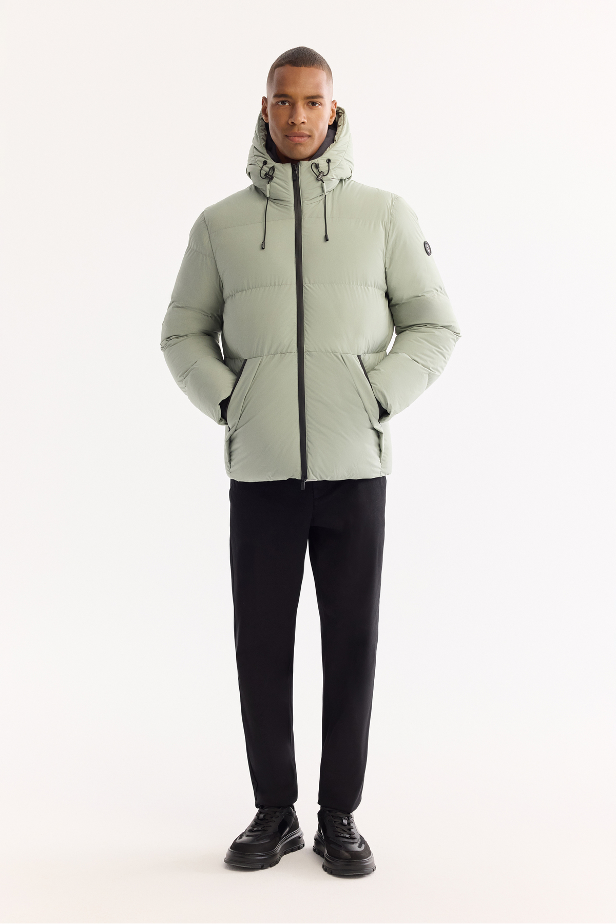 Avva  Erkek Nil Yeşili Kapüşonlu Su İtici Rüzgar Geçirmez -5°C Dayanıklı Comfort Fit Mont B006046 - Görsel 8