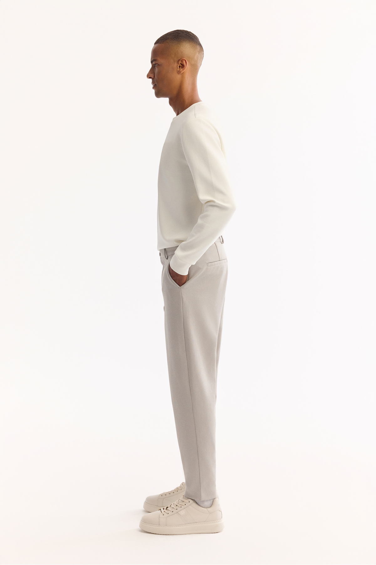 Avva  Erkek Açık Gri Klasik Bel Pamuklu Carrot Fit Pantolon A52Y3061 - Görsel 5