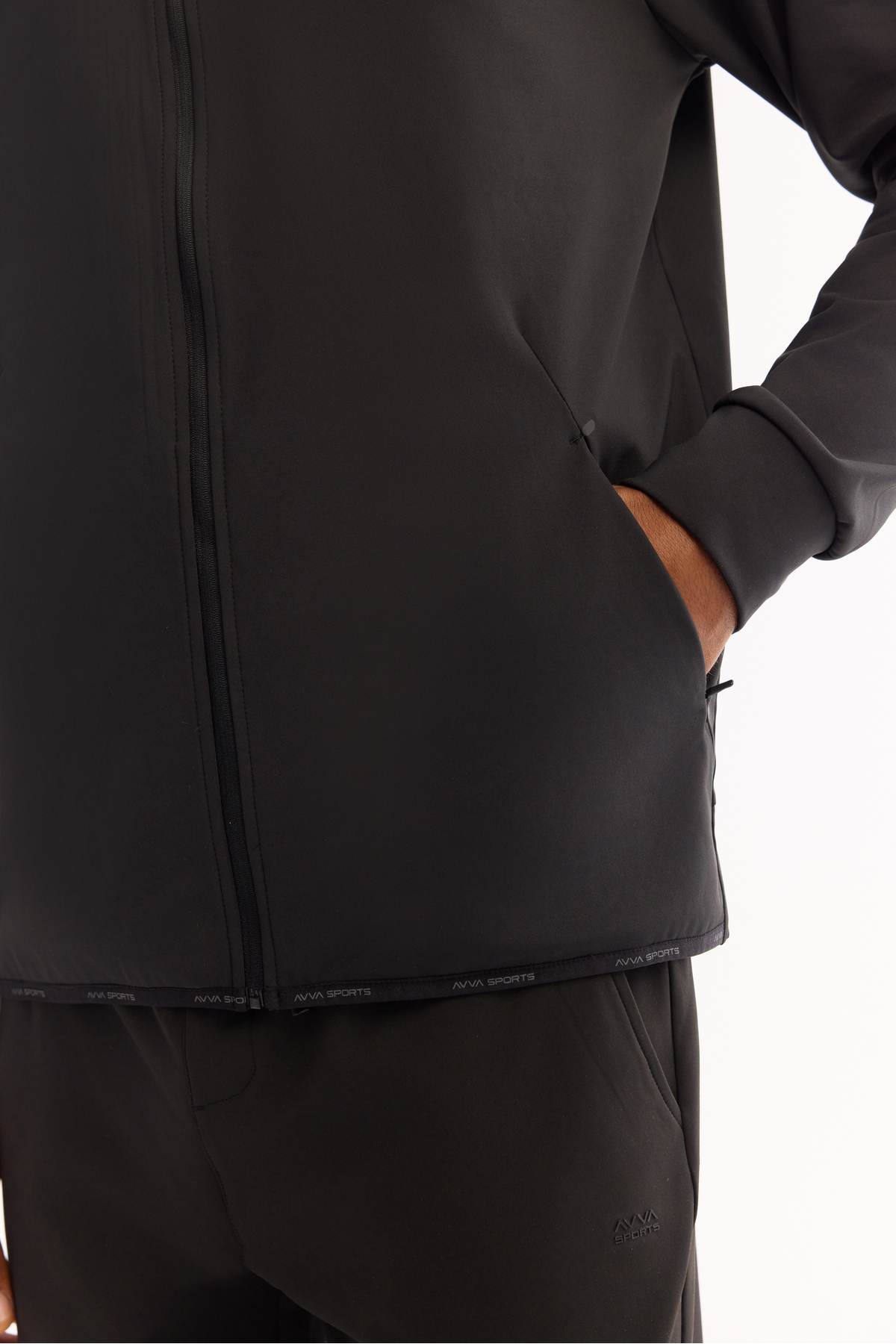 Avva  Erkek Siyah Dik Yaka Fermuarlı Göğüs Enjeksiyon Baskılı İnterlok Teknik Kumaş Hırka A52Y1203 - Görsel 6