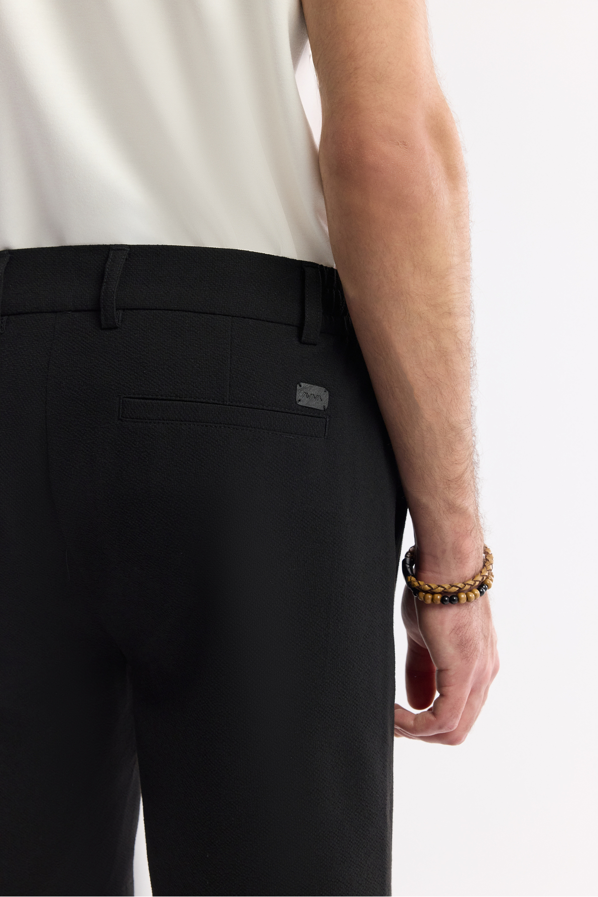 Avva  Erkek Siyah Yanı Lastikli Gofreli Bi-Stretch Slim Fit Chino Şort A51Y3730 - Görsel 6