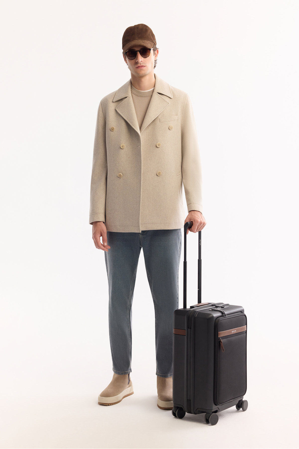 Avva  Erkek Bej Kruvaze Yün Karışımlı Astarlı Kaşe Kaban A52Y6065 - Görsel 7