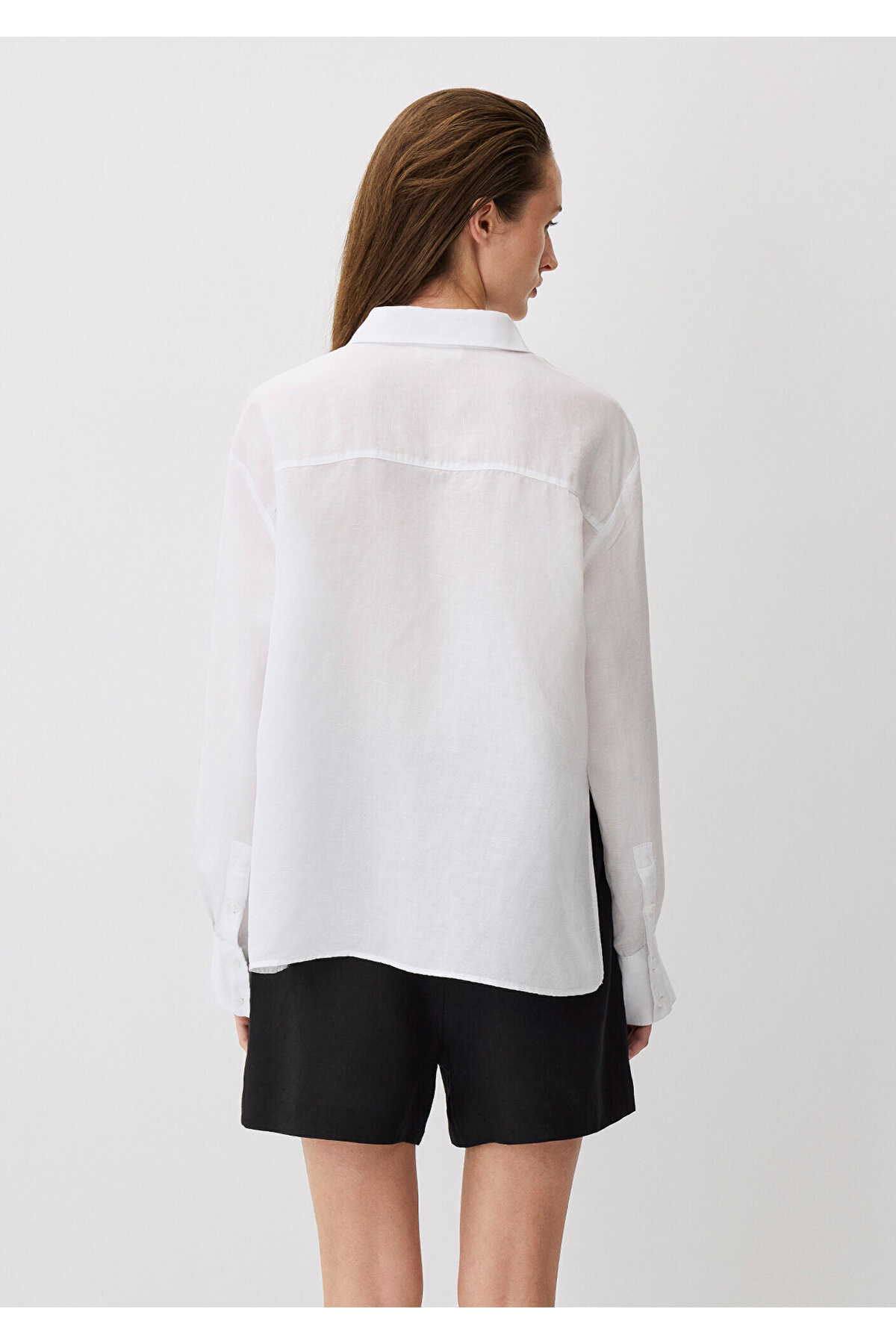 Beyaz (TENCEL™) Lyocell Karışımlı Gömlek Loose Fit / Bol Rahat Kesim 1211130-620 — صورتی — تصویر 5 از 6