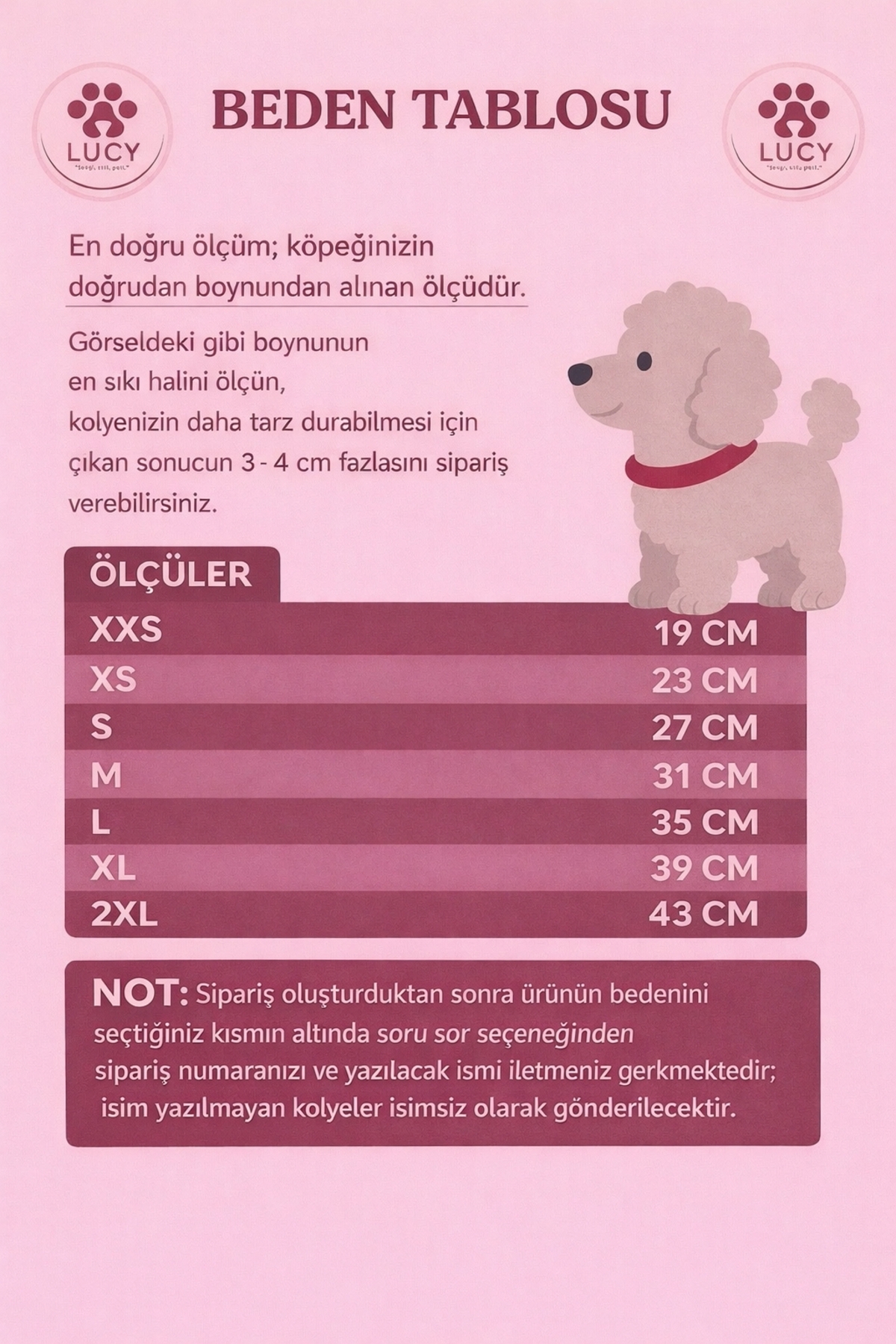 LUCY PET STYLE Köpek Kolyesi / Köpek Aksesuar / Köpek Tasması / Kedi Kolyesi / Kedi Aksesuar / Kedi Tasması