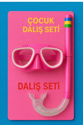 Mustran Çocuk Maske Şnorkel Dalış Seti Orta Boy 5-8 Yaş Ayarlanabilir Deniz H...