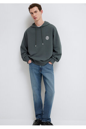 Mavi MVJNS Logo Baskılı Kapüşonlu Yeşil Sweatshirt 0611786-71598