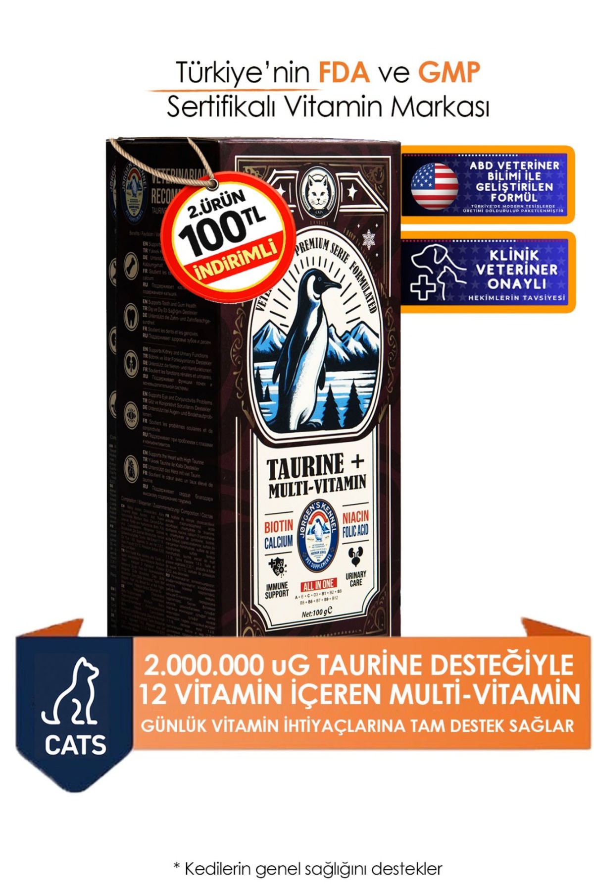 Jorgens Kennel Taurine Doğal Kedi Vitamini Premium 12 Supreme Multi Vitamin Taurin Ile Güçlü Bağışıklık Sistemi - Fiyatı, Yorumları