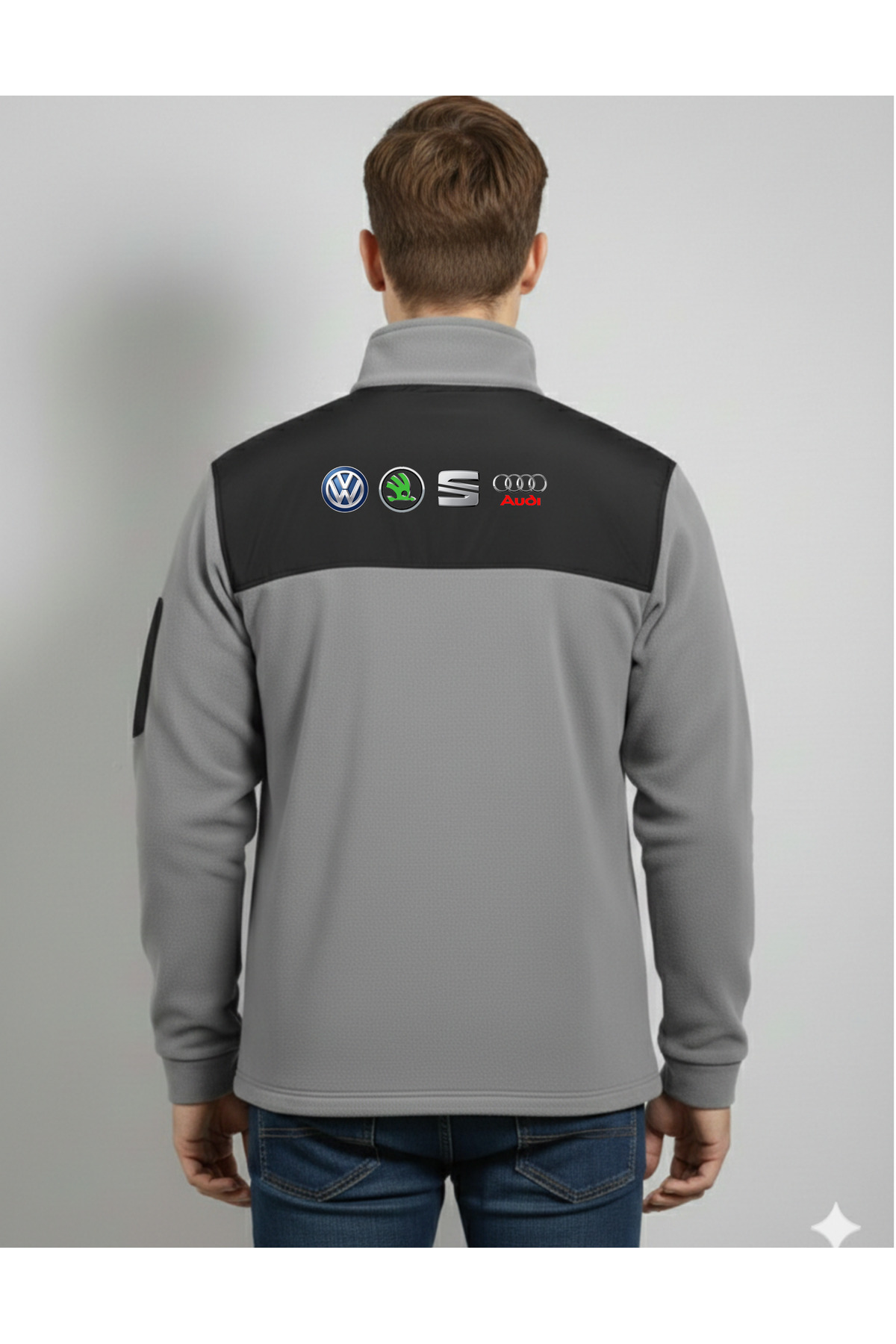SEAT AUDİ SKODA LOGO BASKILI YÜKSEK GRAMAJLI POLAR CEKET — خاکستری AUSE001