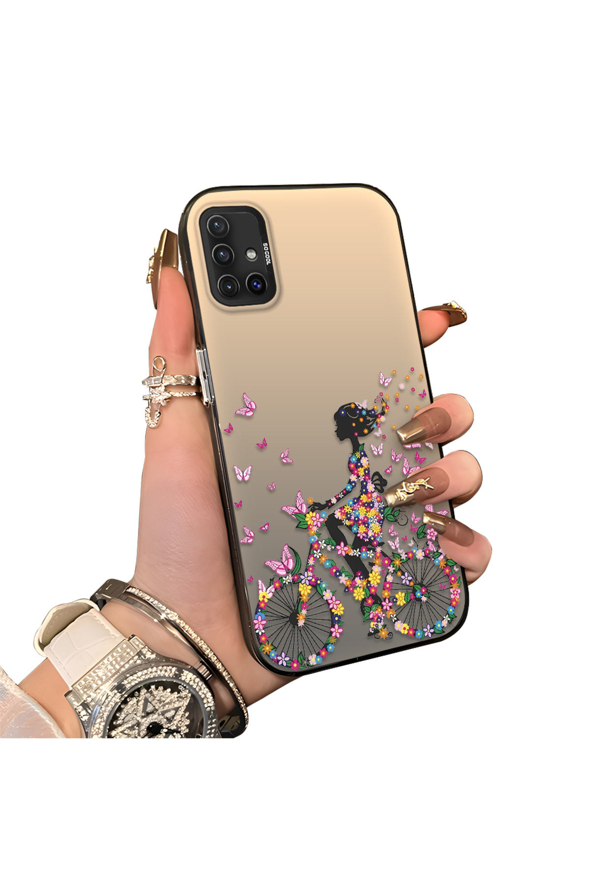 Samsung Galaxy A51 4G Compatible Hard Acrylic Back Silicone Edge Lens Protection Case stylish print patterns