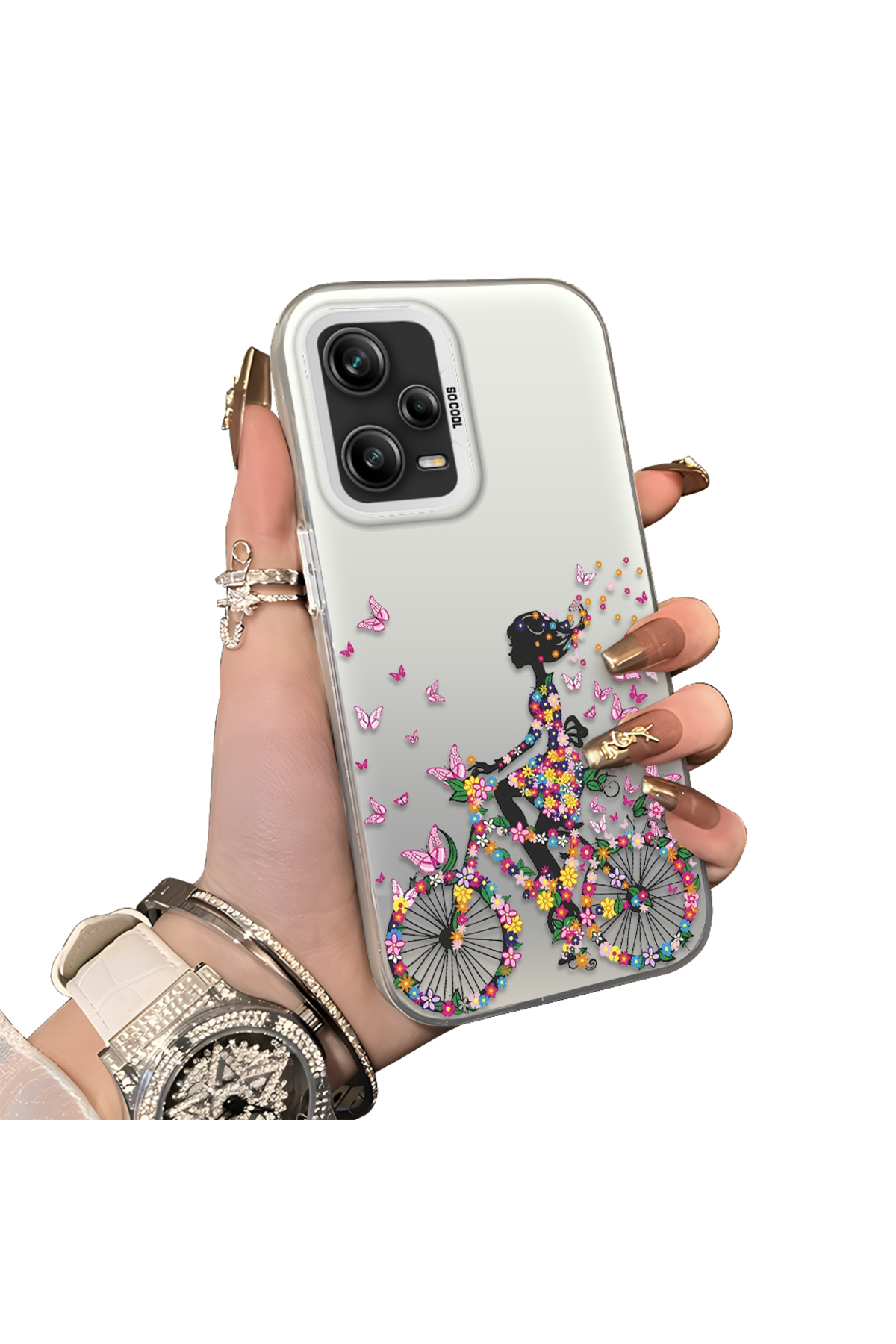 Redmi Note 12 Pro 5G Compatible Hard Acrylic Rear Silicone Edge Lens Protection Case stylish print patterns