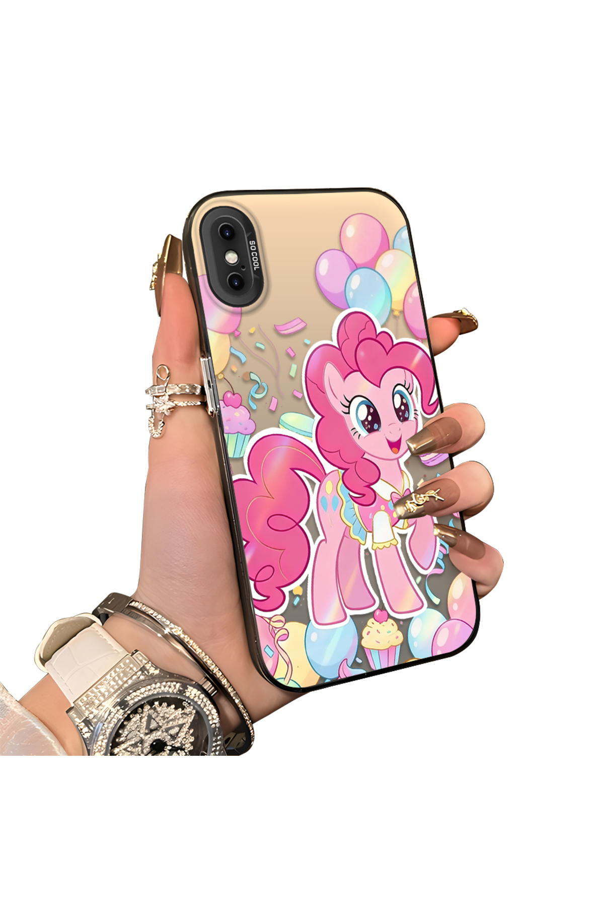 iPhone X/XS Compatible Hard Acrylic Back Silicone Edge Lens Protection Case stylish print patterns