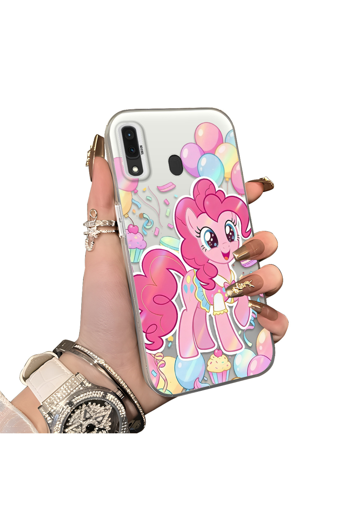 Samsung Galaxy A30/A20 Compatible Hard Acrylic Back Silicone Edge Lens Protection Case stylish print patterns