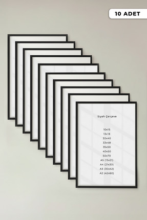 Zevahir Home 10 ADET Siyah Duvar Çerçevesi – Poster ve Fotoğraf Çerçevesi Sal...