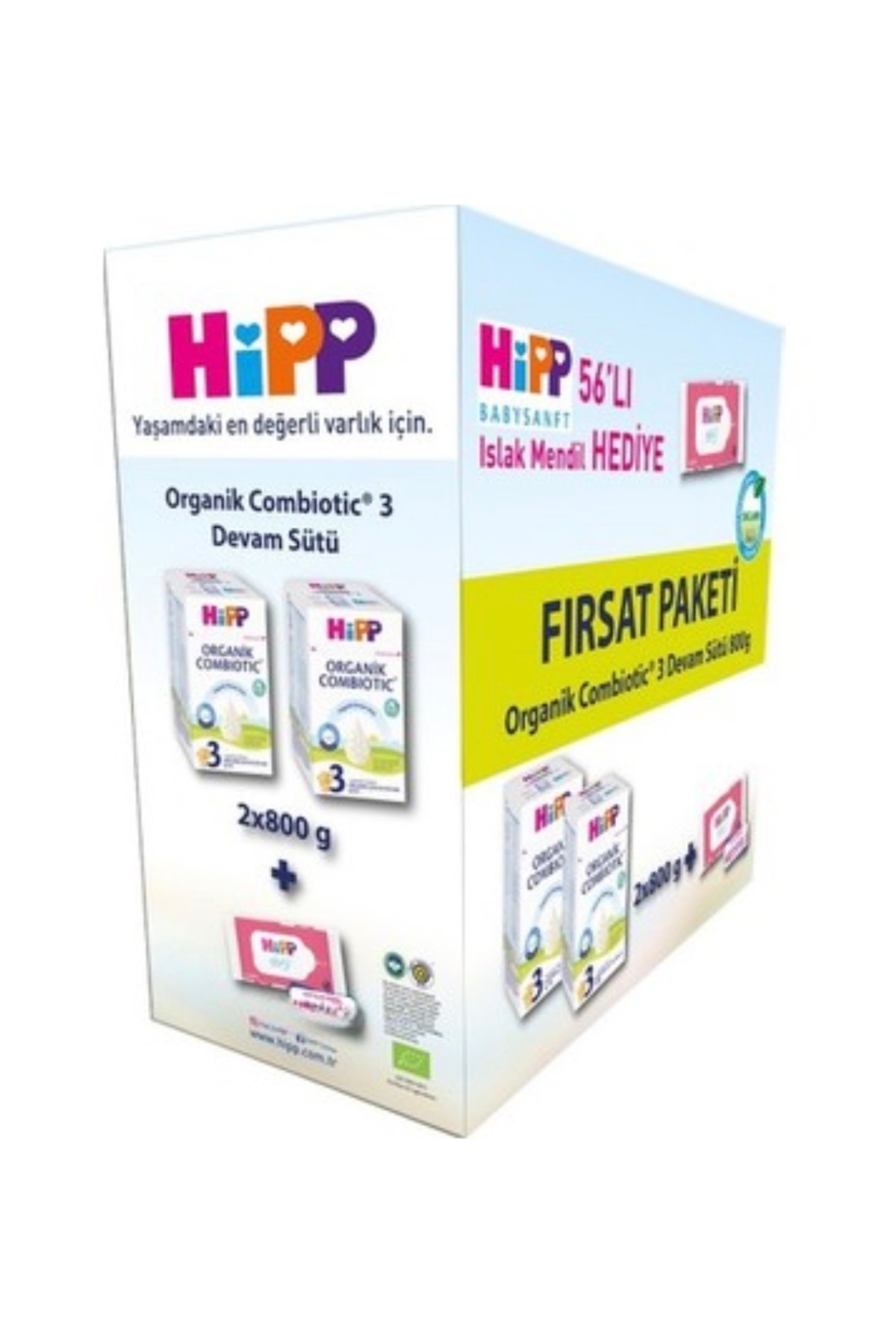Hipp 3 Bebek Devam Sütü Organik Combiotic 800 gr 2 adet avantaj paket ıslak mendil hediyel fotoğrafı 2 (önizleme)