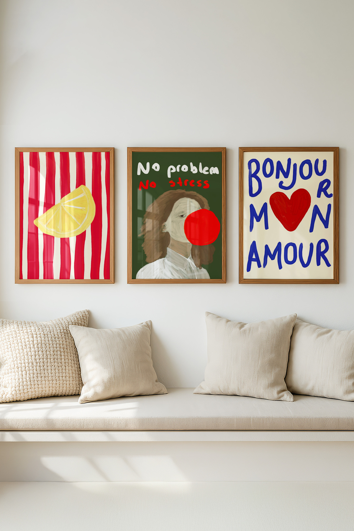 3’lü Modern Tablo Poster Seti Salon Duvar Dekoru Yazılı Figürlü Tasarım Çerçevesiz