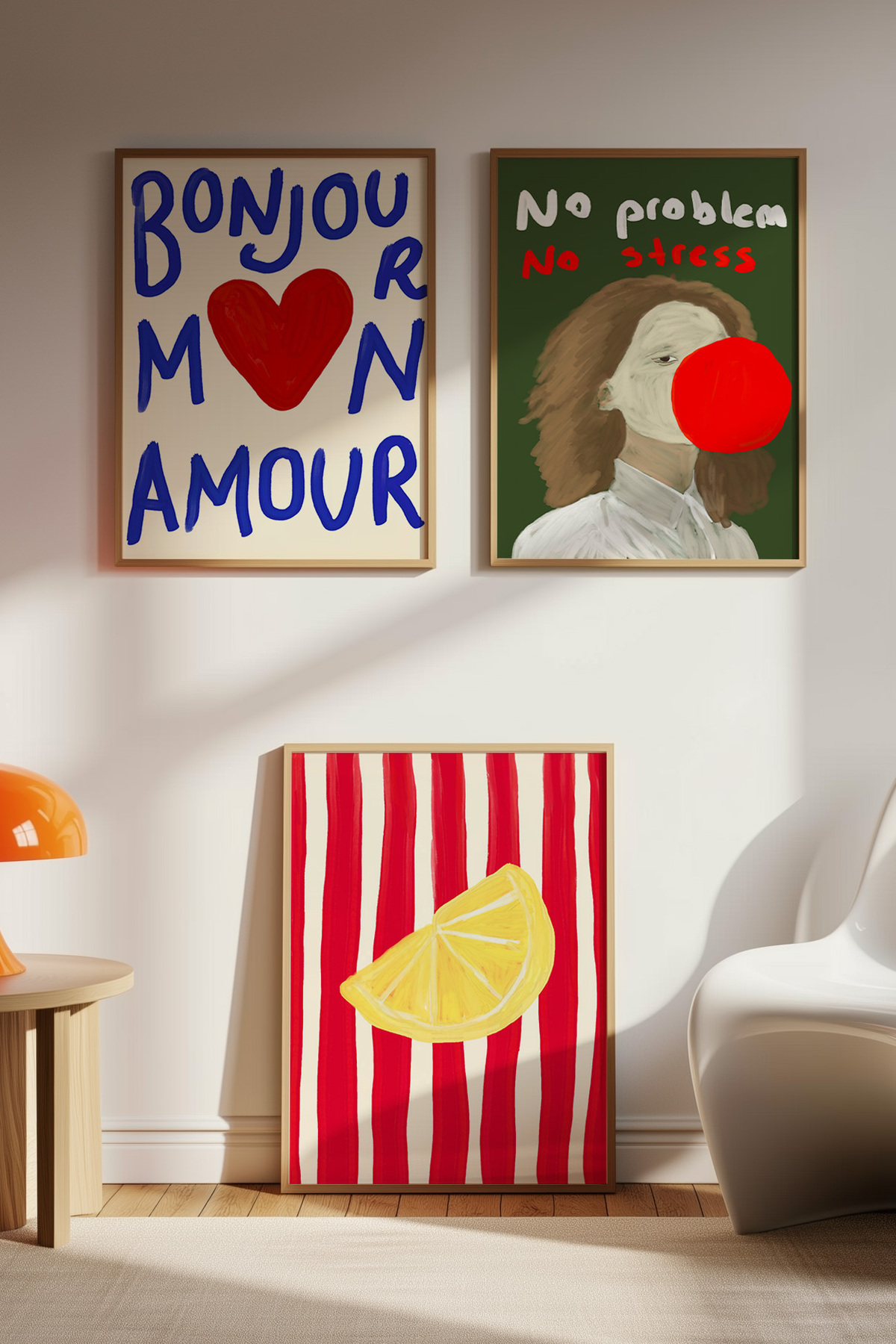 3’lü Modern Tablo Poster Seti Salon Duvar Dekoru Yazılı Figürlü Tasarım Çerçevesiz